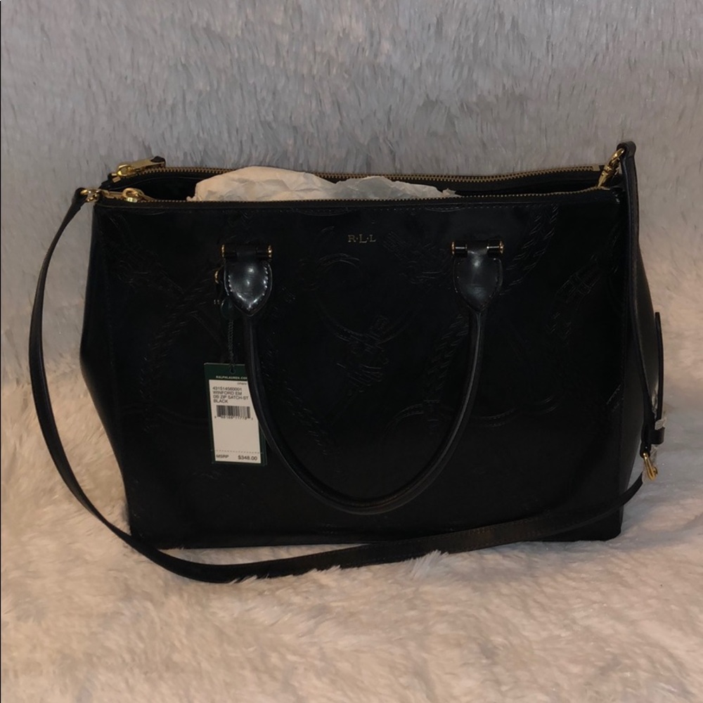 Ralph Lauren Winford Em double zipper satchel